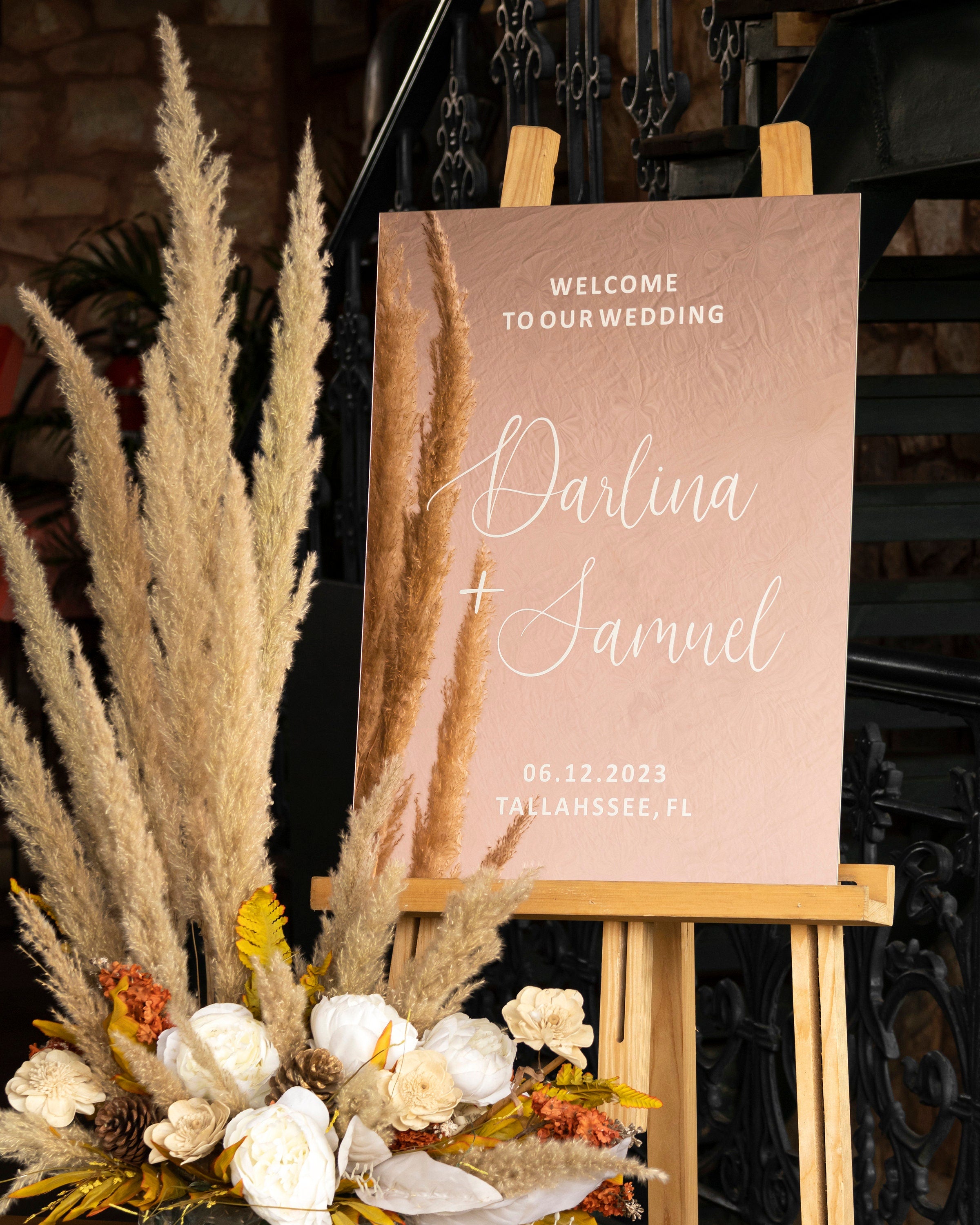 Mirror Rose Gold Acrylic Welcome Sign