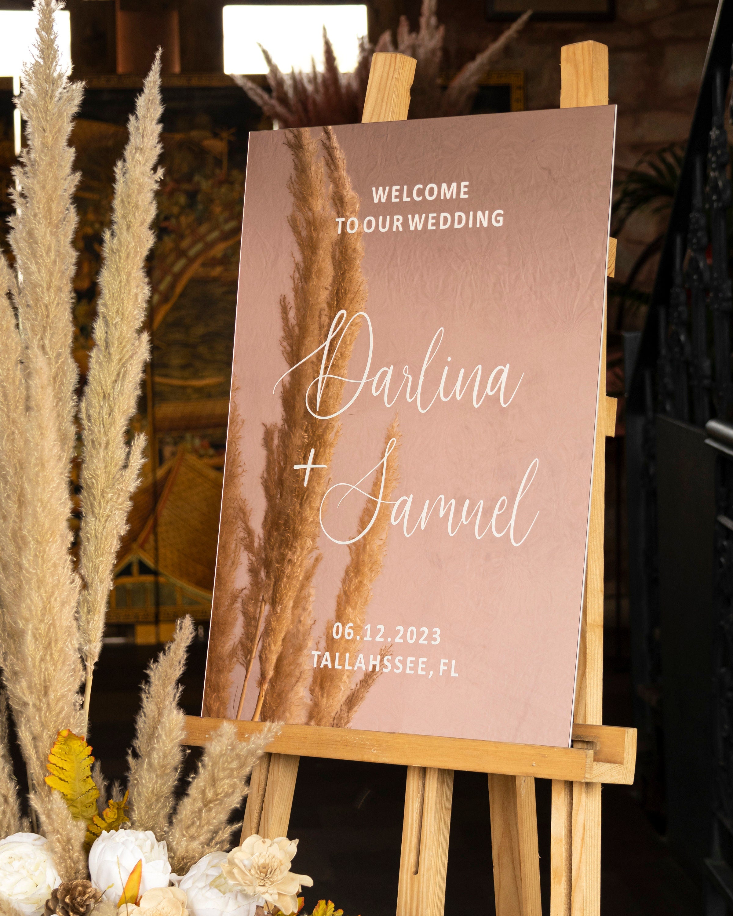 Mirror Rose Gold Acrylic Welcome Sign