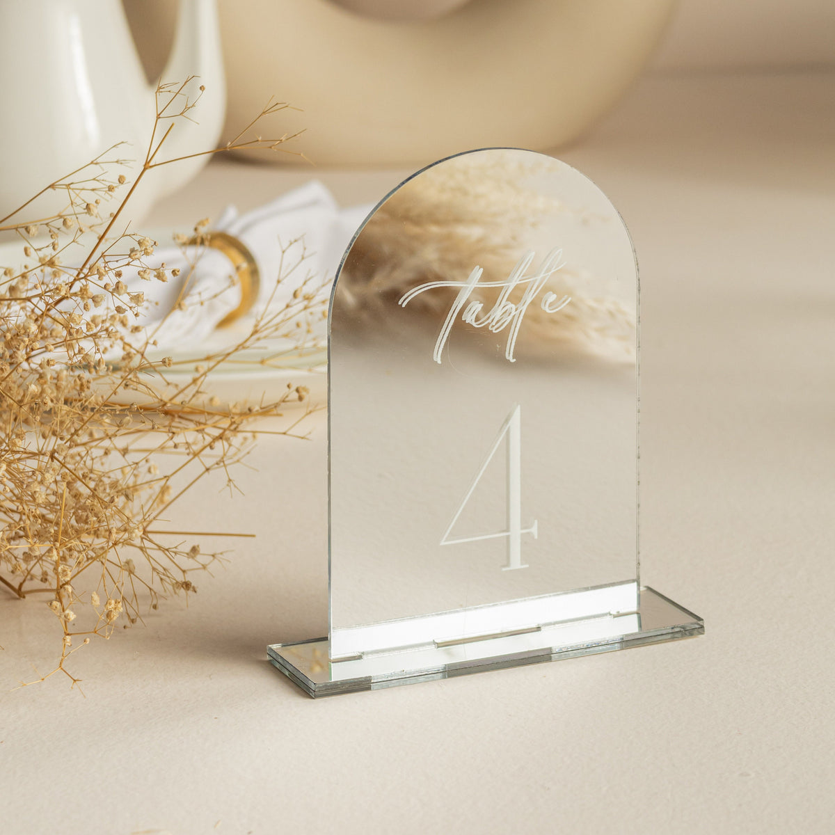 Mirror Silver Table Numbers