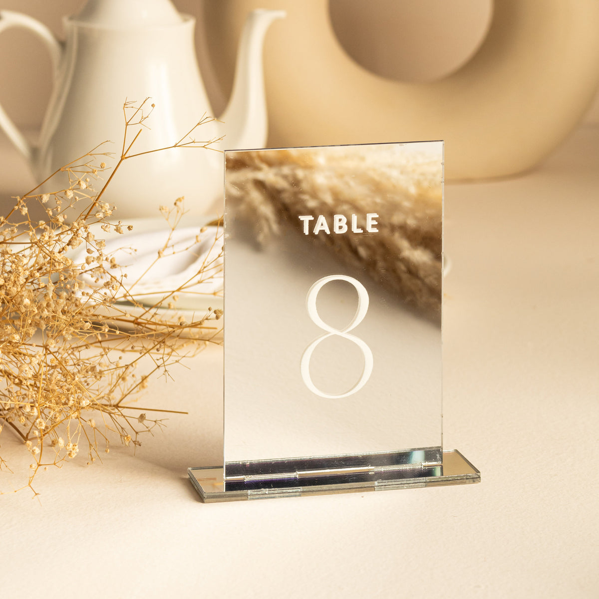 Mirror Silver Acrylic Table Numbers | Wedding Table Numbers | Wedding Table Signs | Table Numbers Wedding Decoration | Wedding Table Decor AG