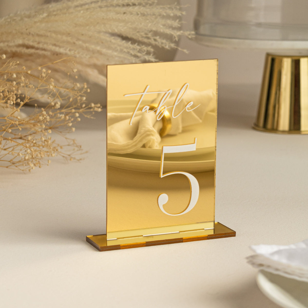 Mirror Gold Acrylic Table Numbers | Wedding Table Numbers | Acrylic Table Numbers | Table Numbers Wedding Decoration | Wedding Table Decor AOA
