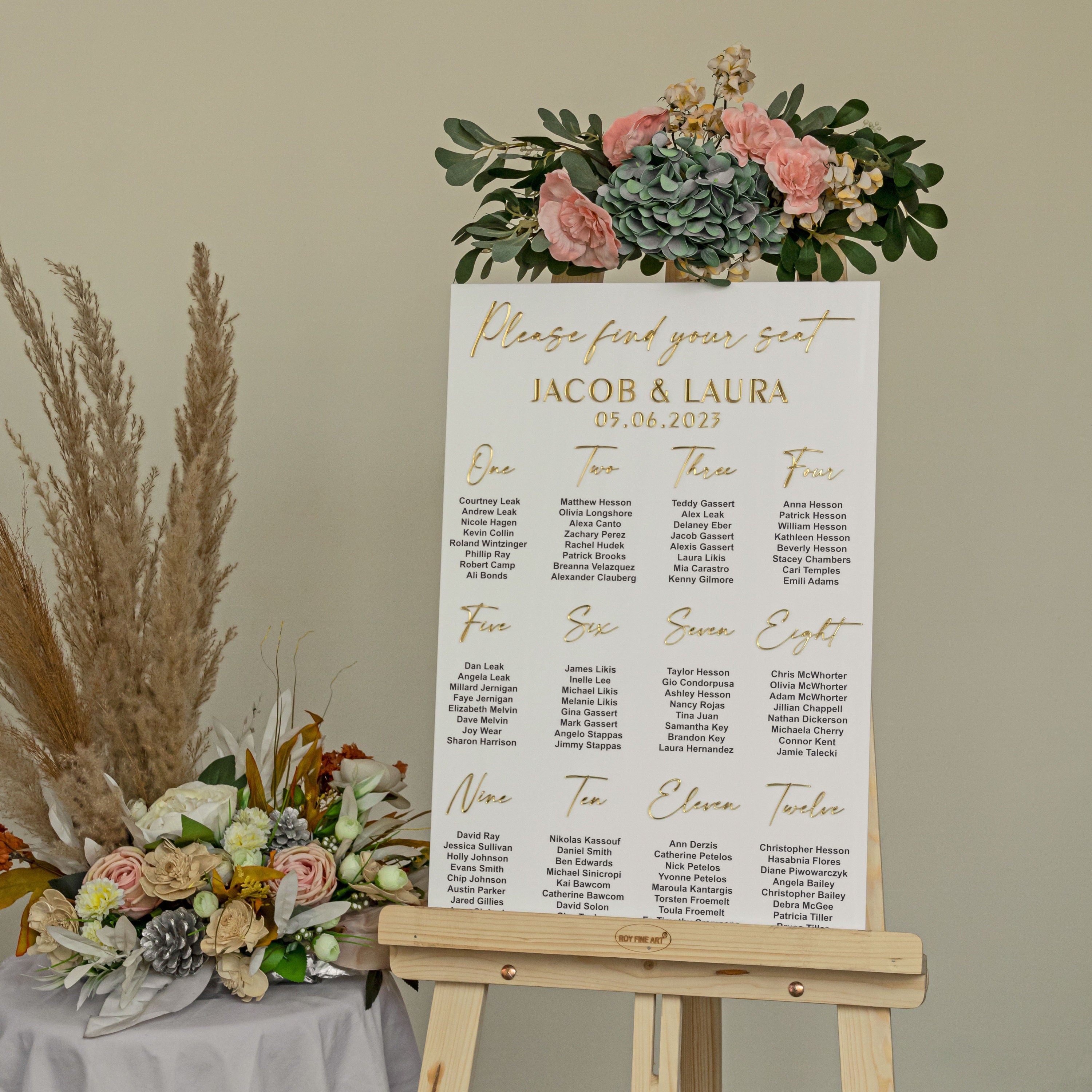 White Acrylic Seating Chart
