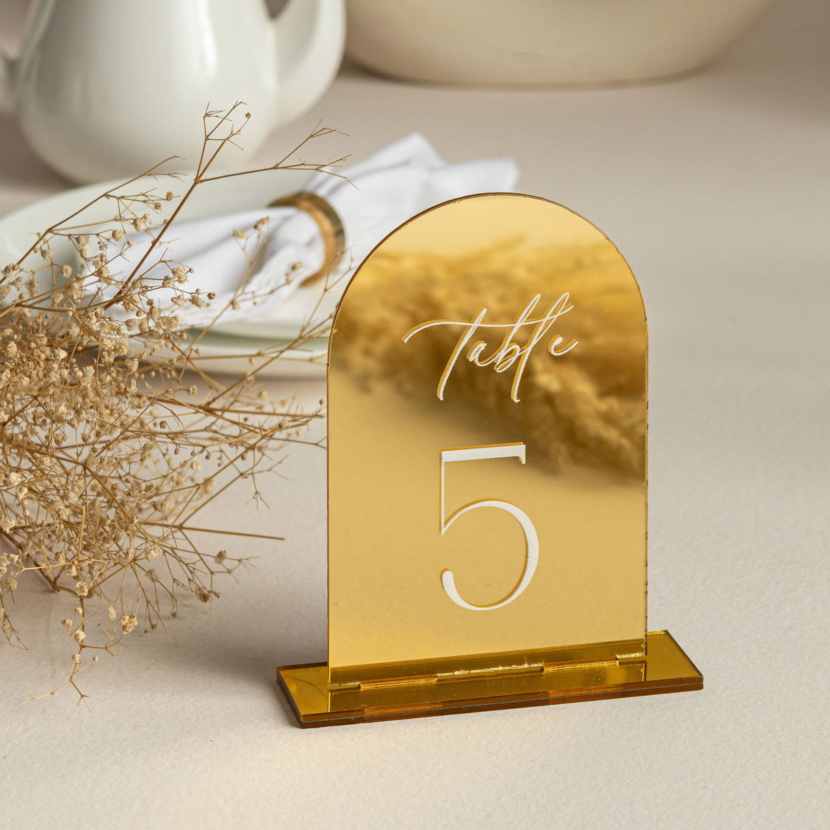Arched Mirror Acrylic Wedding Table Numbers