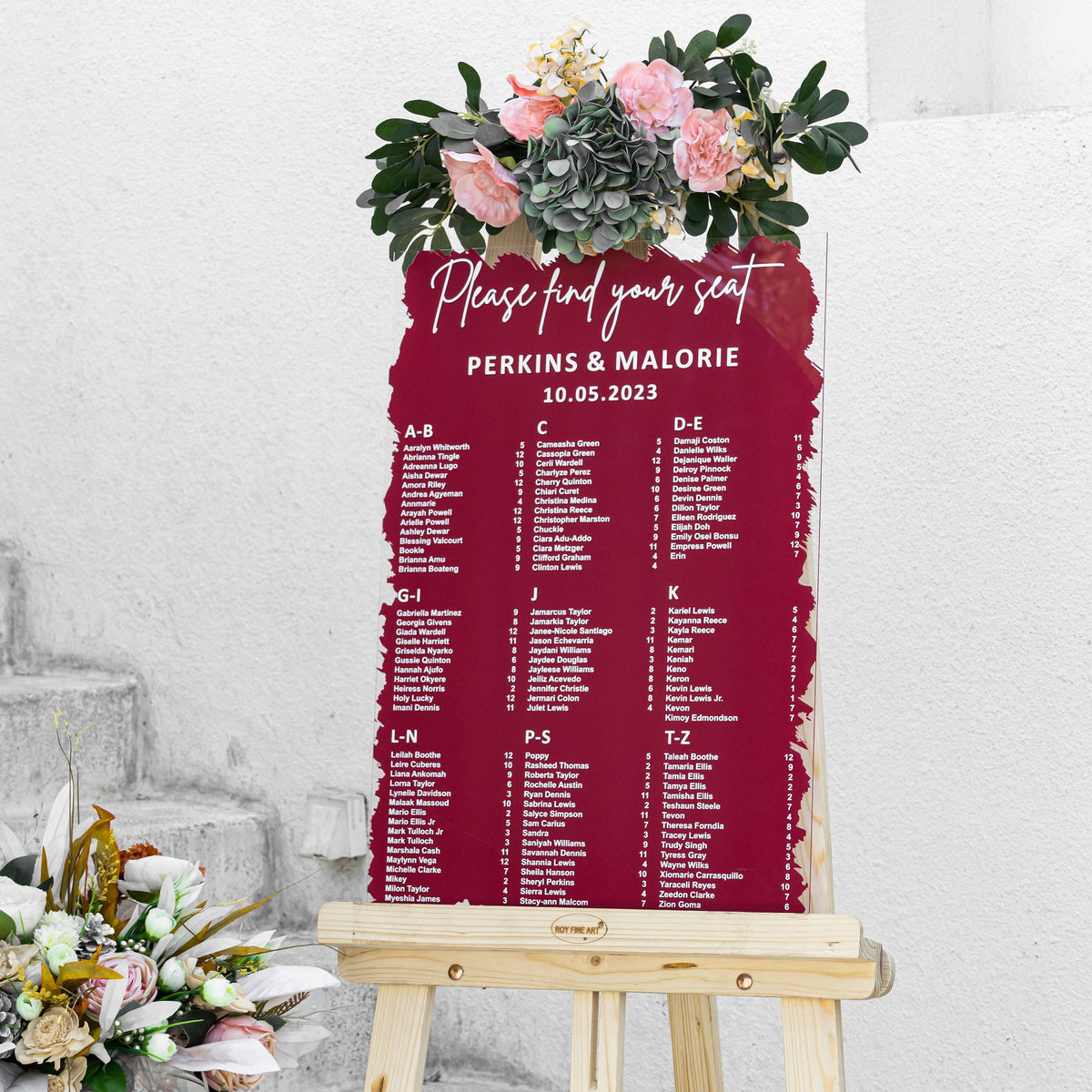 Painted back Seating Chart-RR