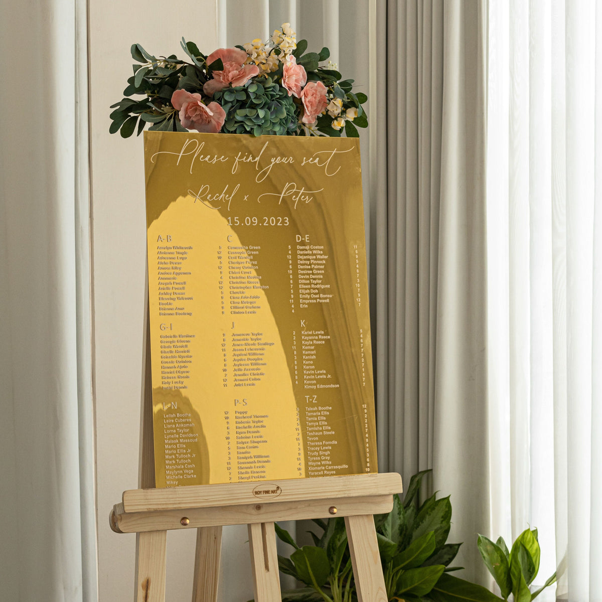 Gold Mirror Acrylic Seating Chart-RR