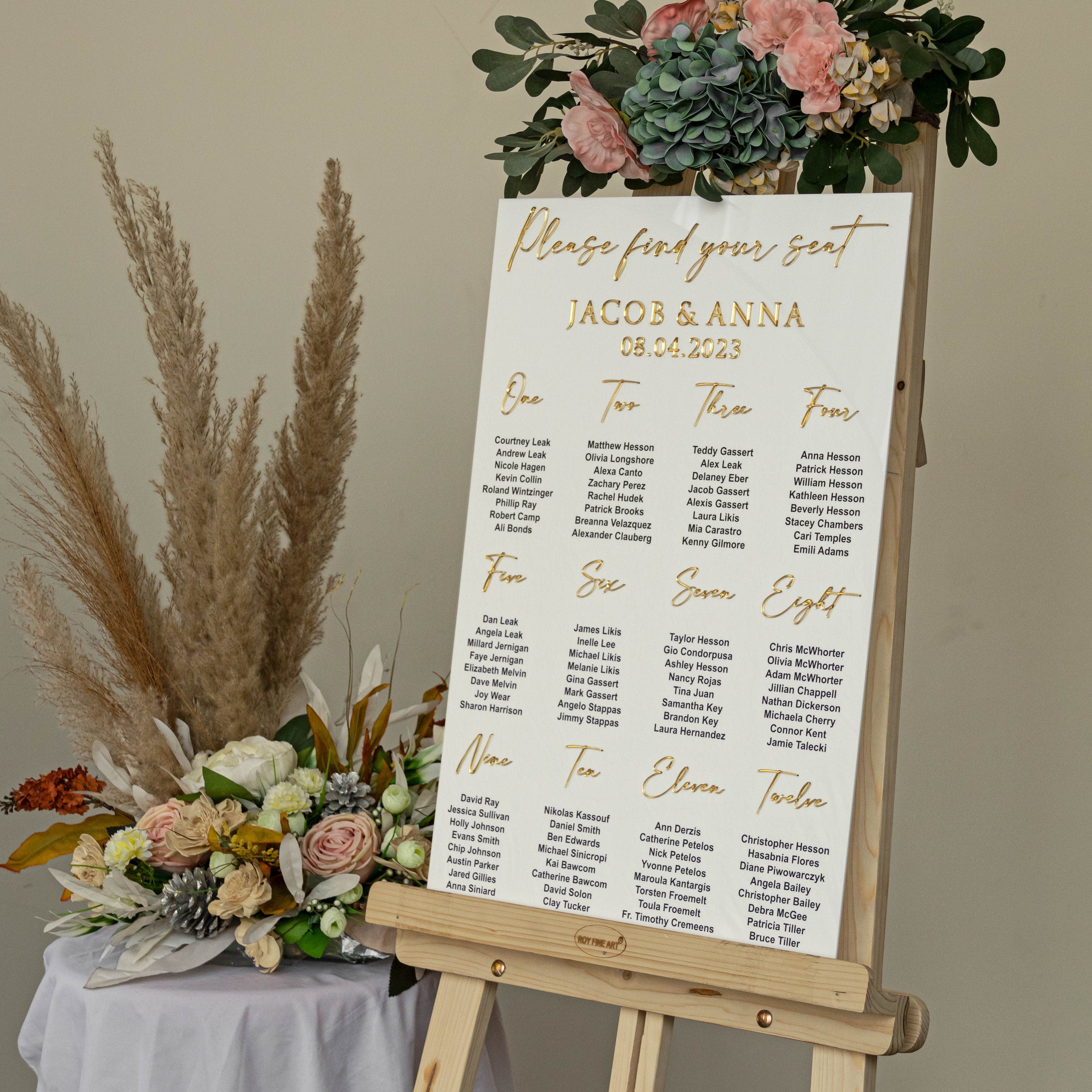 White Acrylic Seating Chart