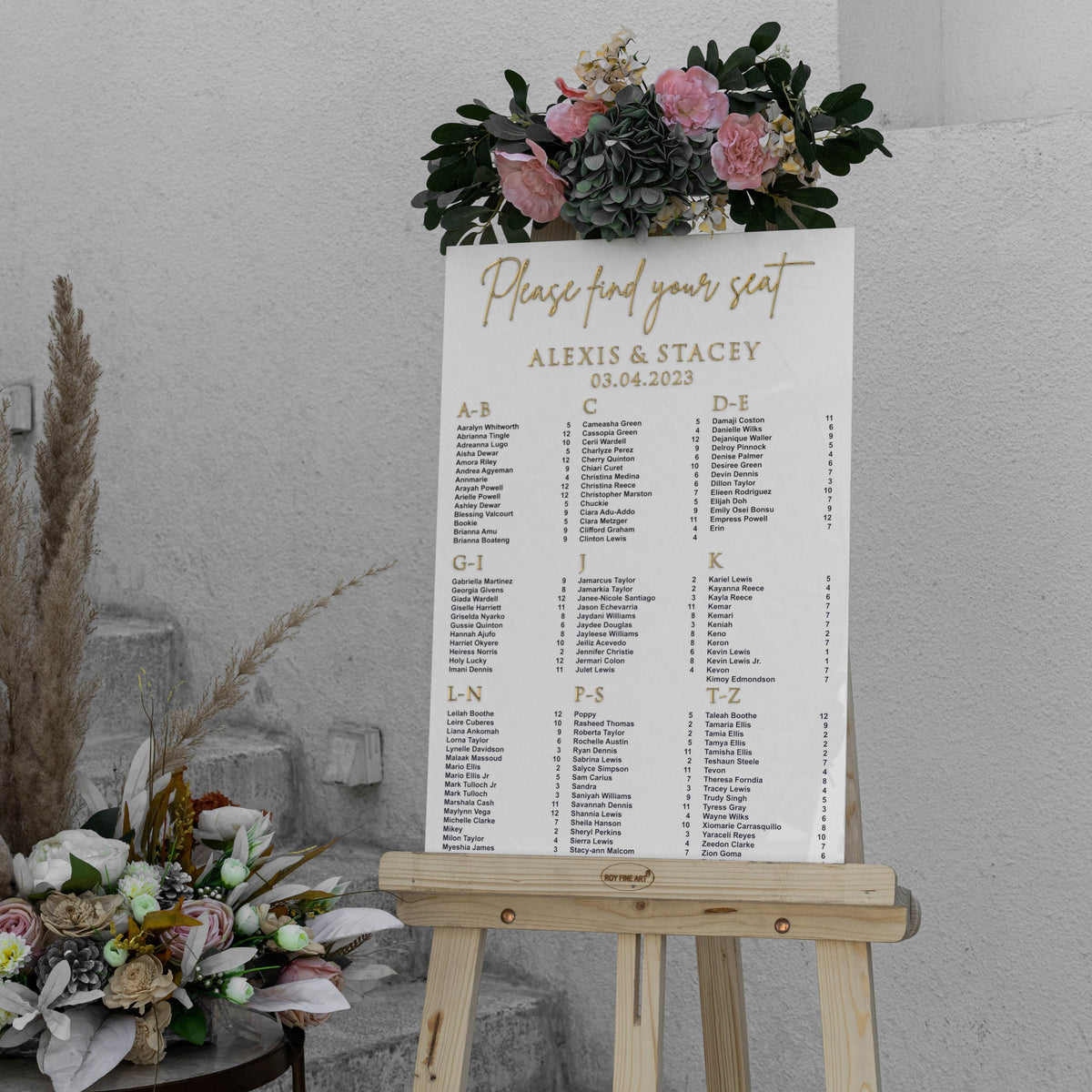 White Acrylic Seating Chart-RR
