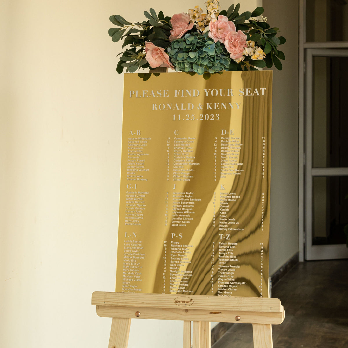 Mirror Gold Acrylic Seating Chart