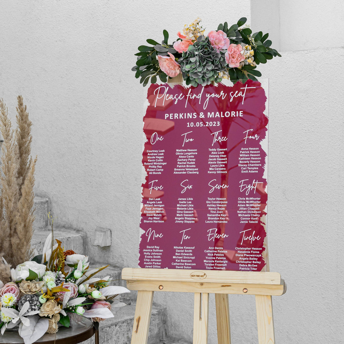 Painted back Seating Chart