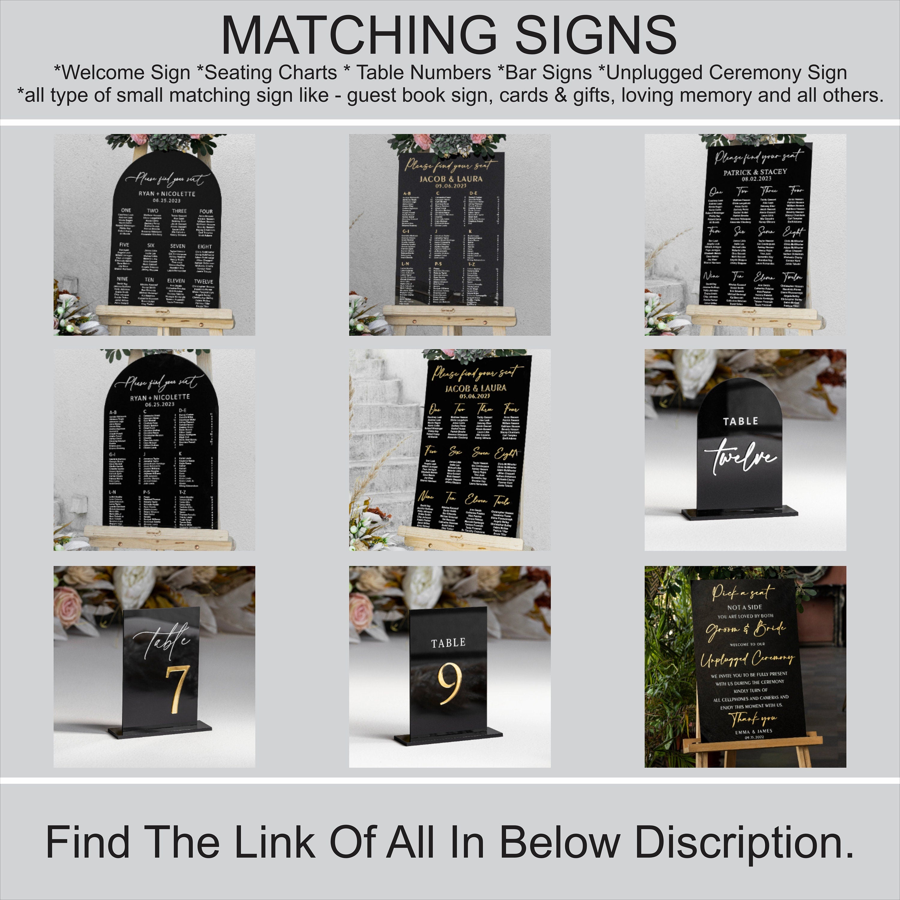 Wedding Shinny Black Welcome Sign