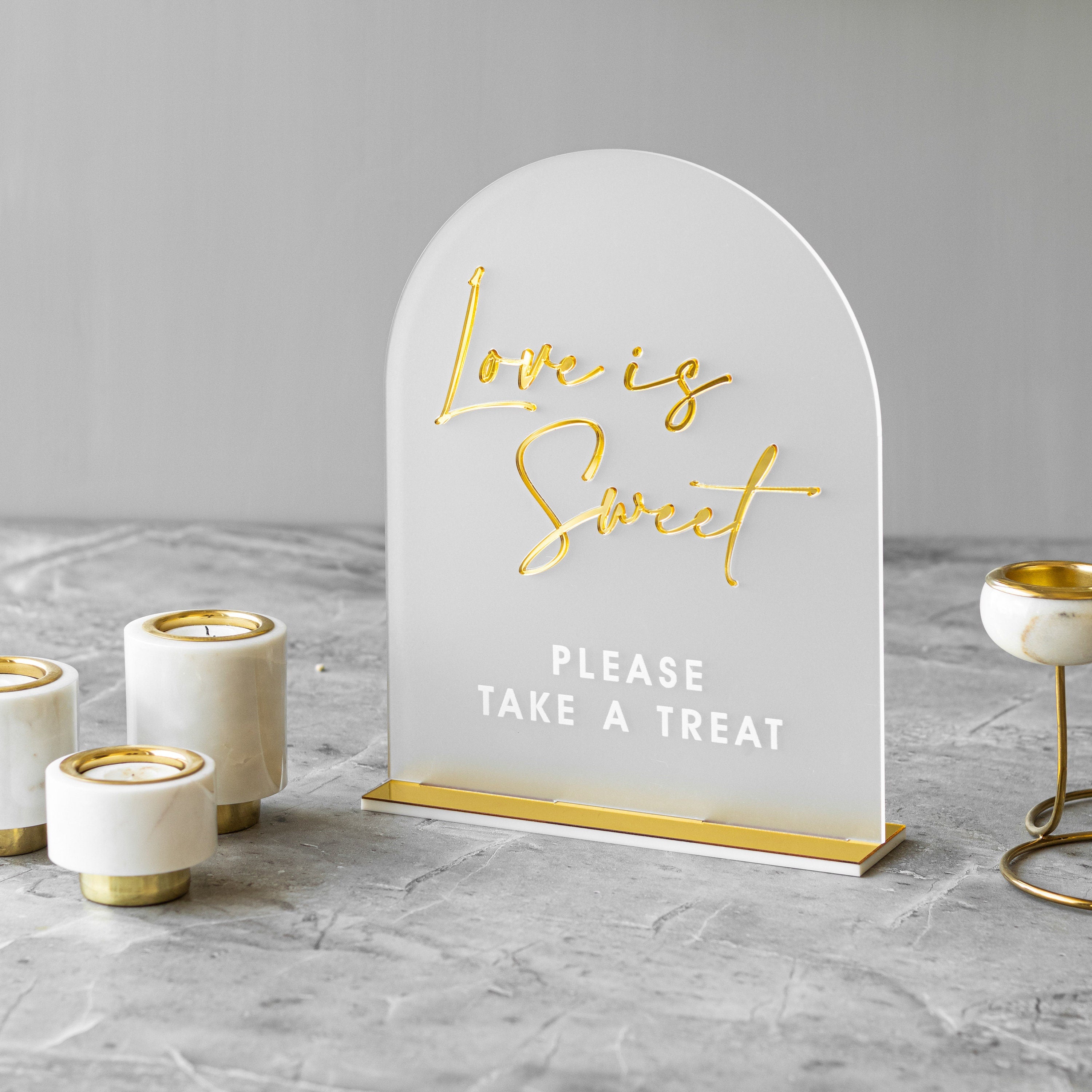 Set Of 4 Wedding Signs, In Loving Memory Wedding, Guestbook Sign, Cards And Gifts Sign, Love is Sweet take a treat-RR