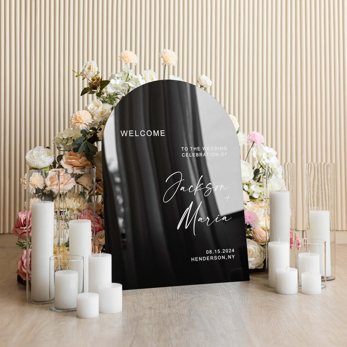 Arched Black Wedding Signs