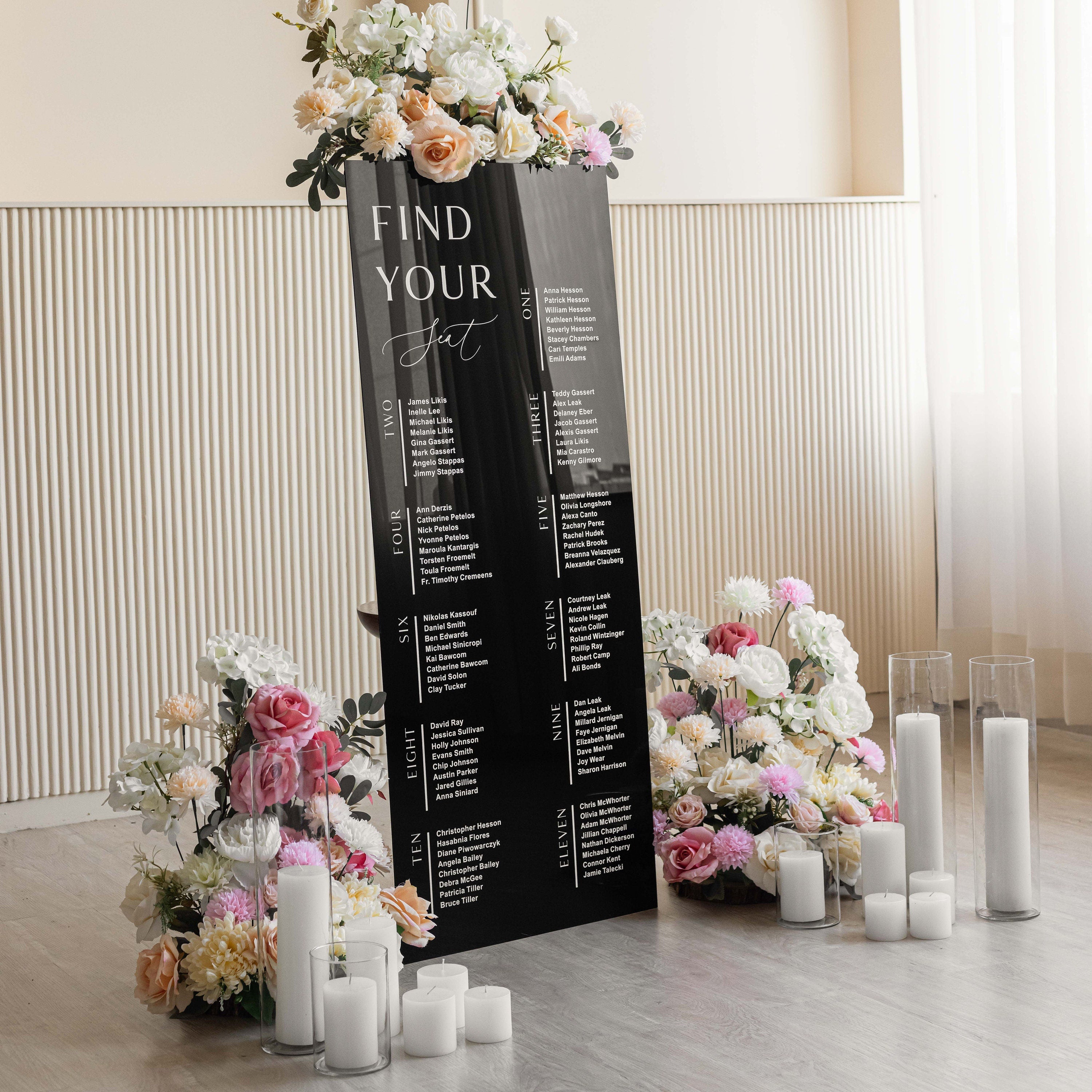 Black Acrylic Seating Chart-RR