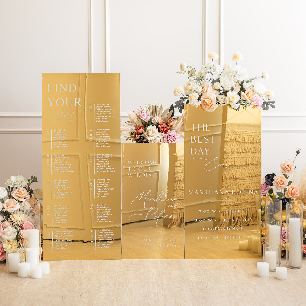 Wedding Signs Bundle - Set of Three - Acrylic Wedding Sign - Reception Welcome Sign - Welcome Signs-RR