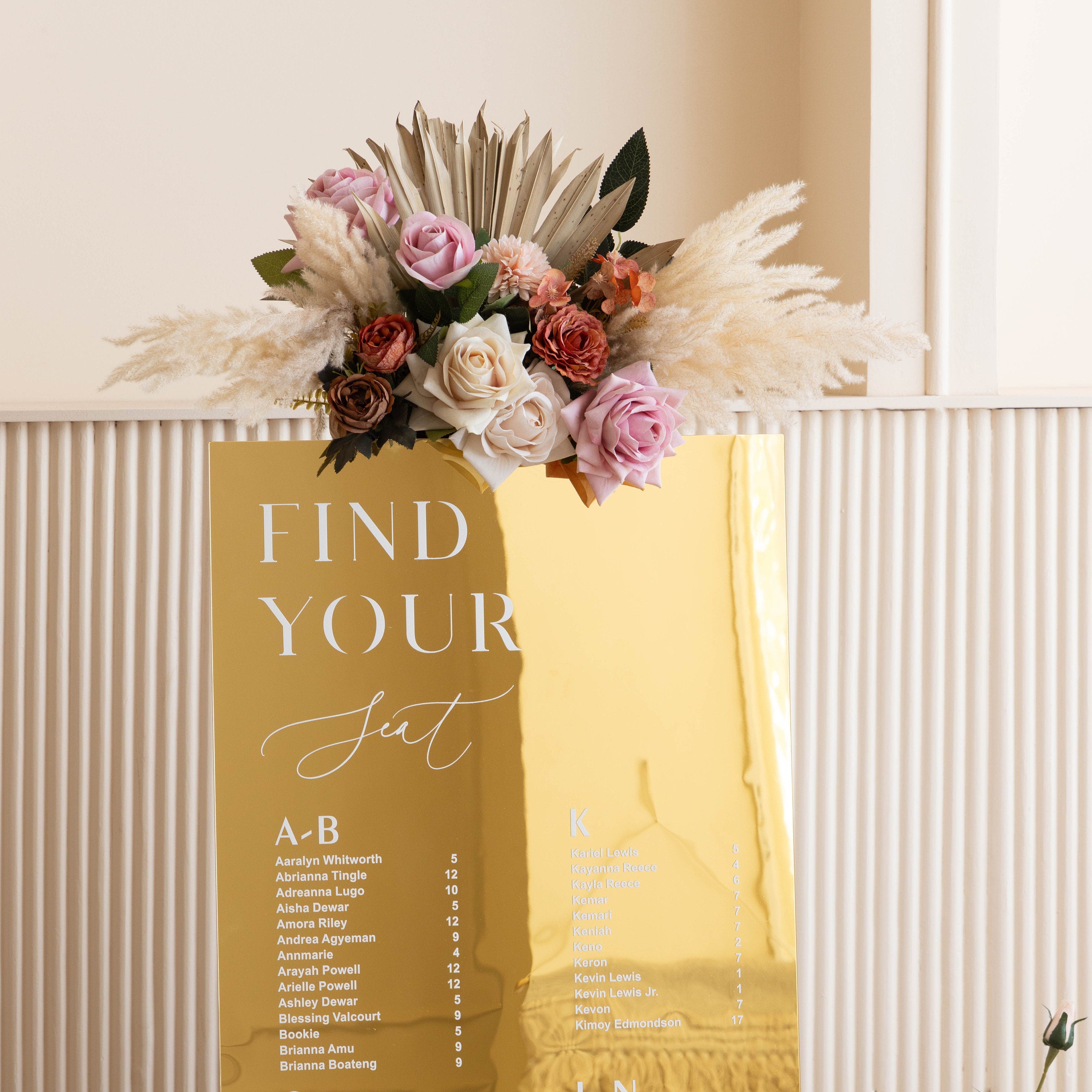Gold Mirror Wedding Seating Chart -RR