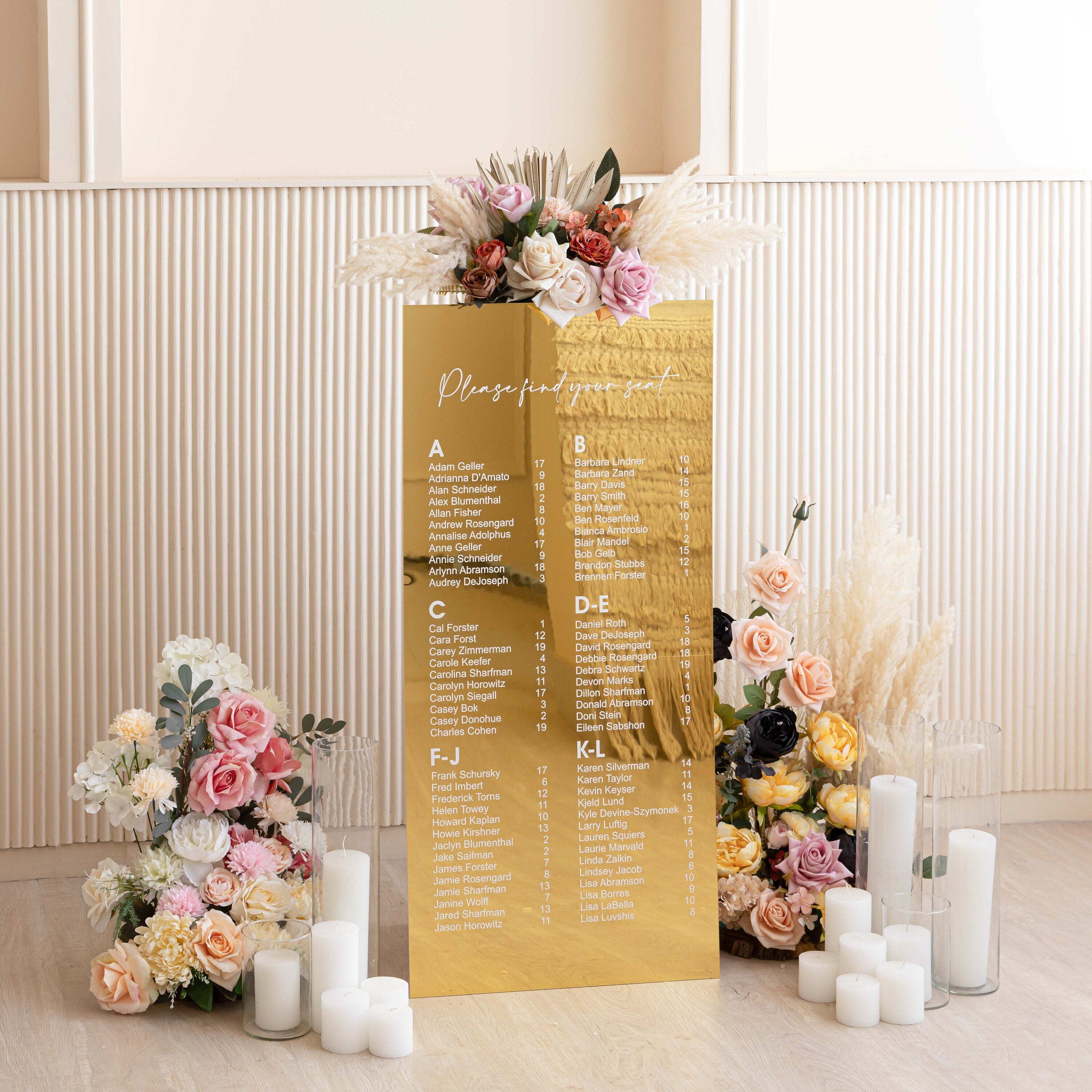 Gold Mirror Wedding Seating Chart