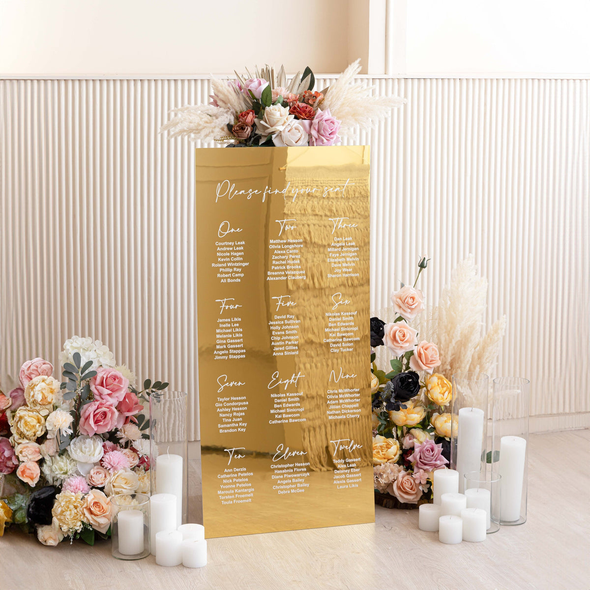 Gold Mirror Wedding Seating Chart