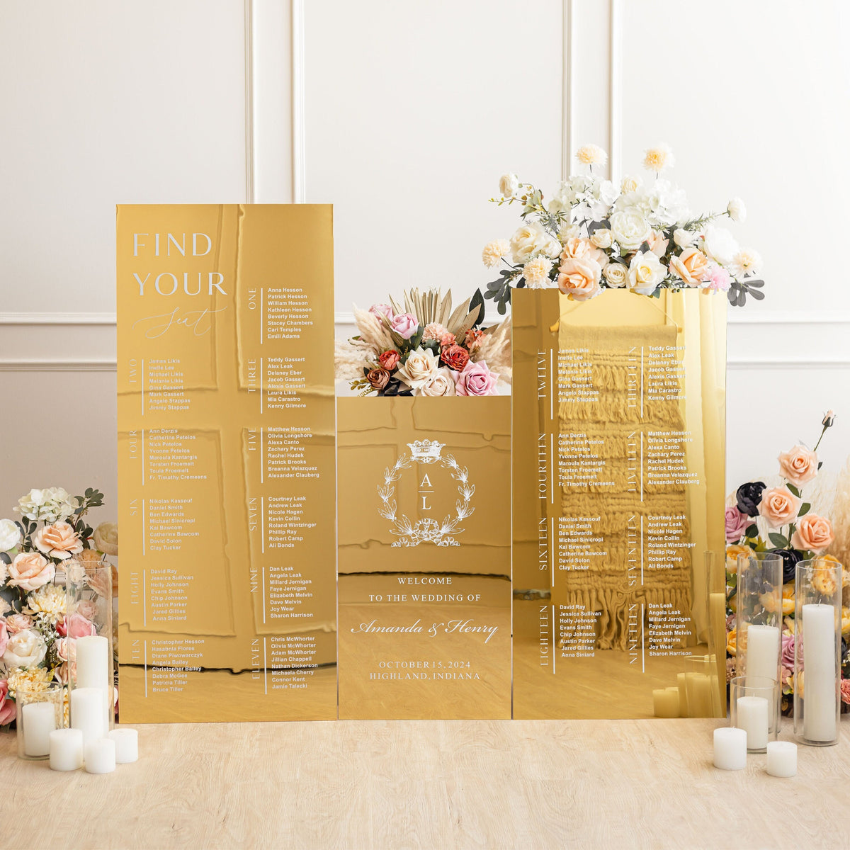 Wedding Signs Bundle - Acrylic Seating Chart - Monogram Welcome Sign -Set of Three