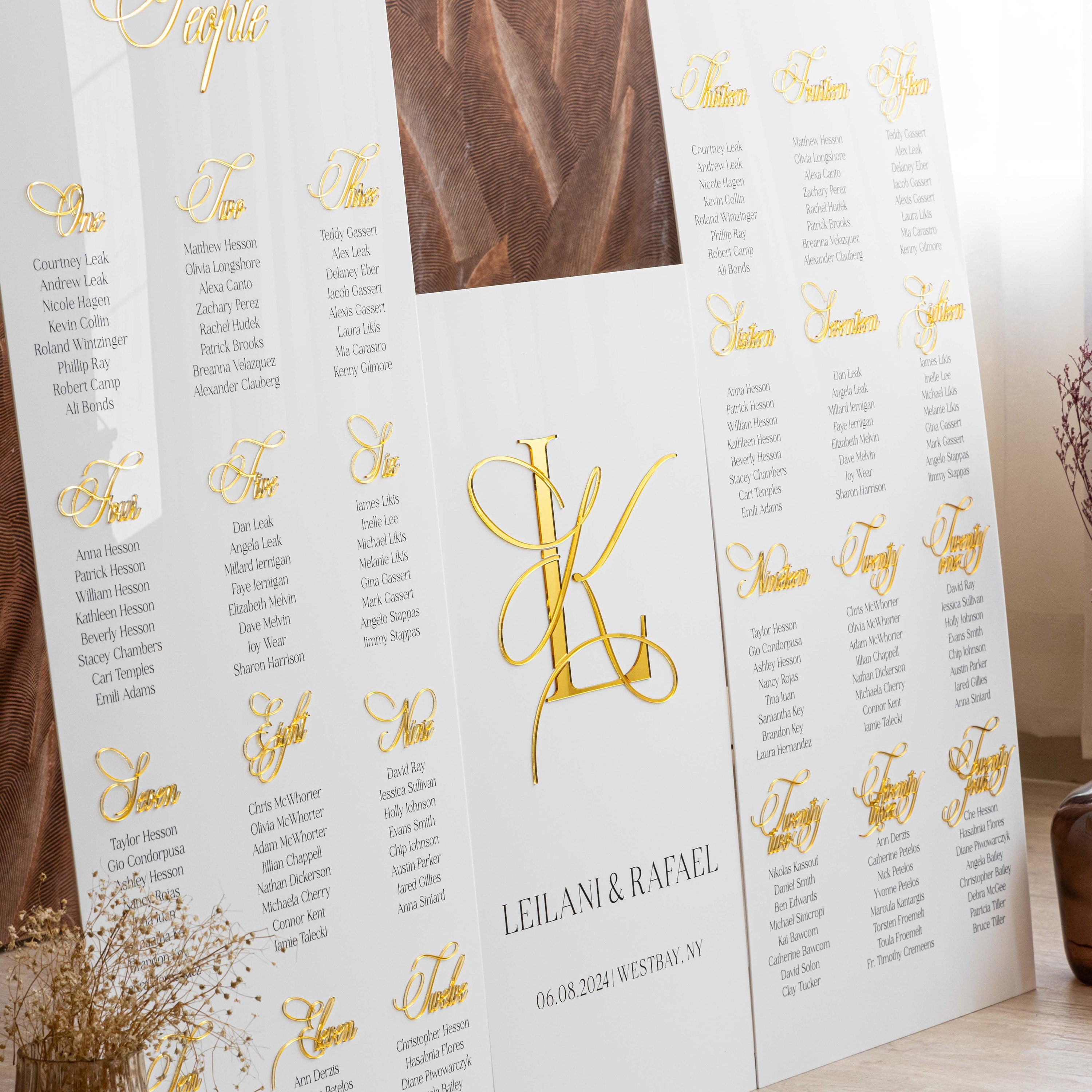 White Acrylic Seating Chart and Welcome Sign