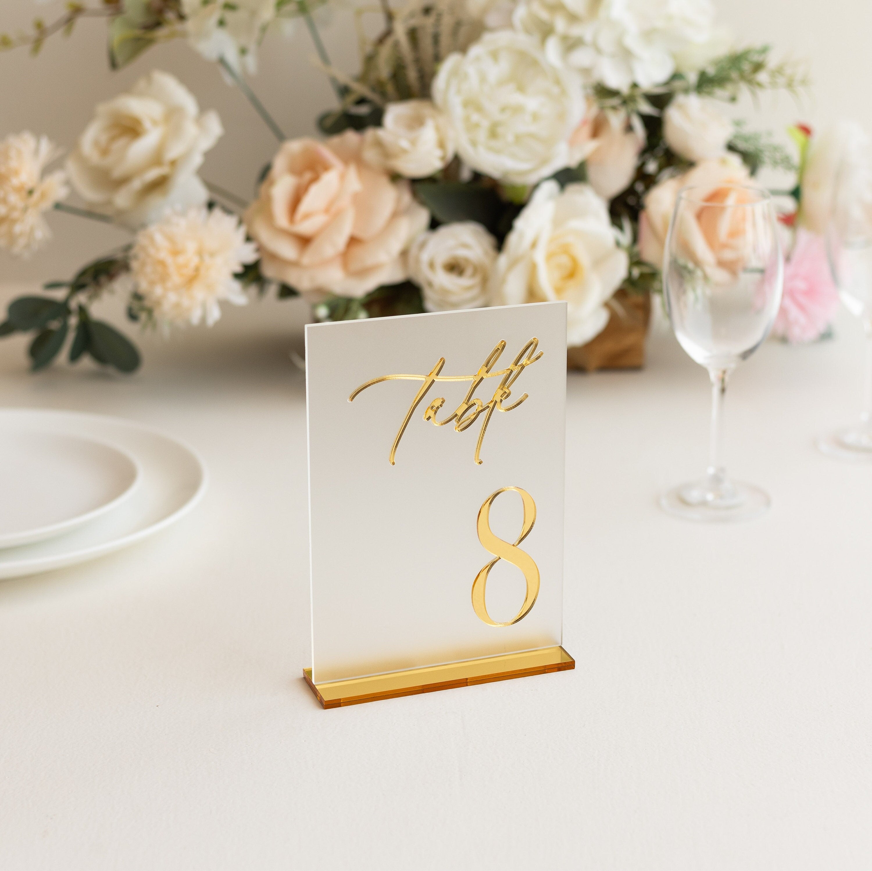 Frosted Acrylic Table Numbers - 3D Silver mirror