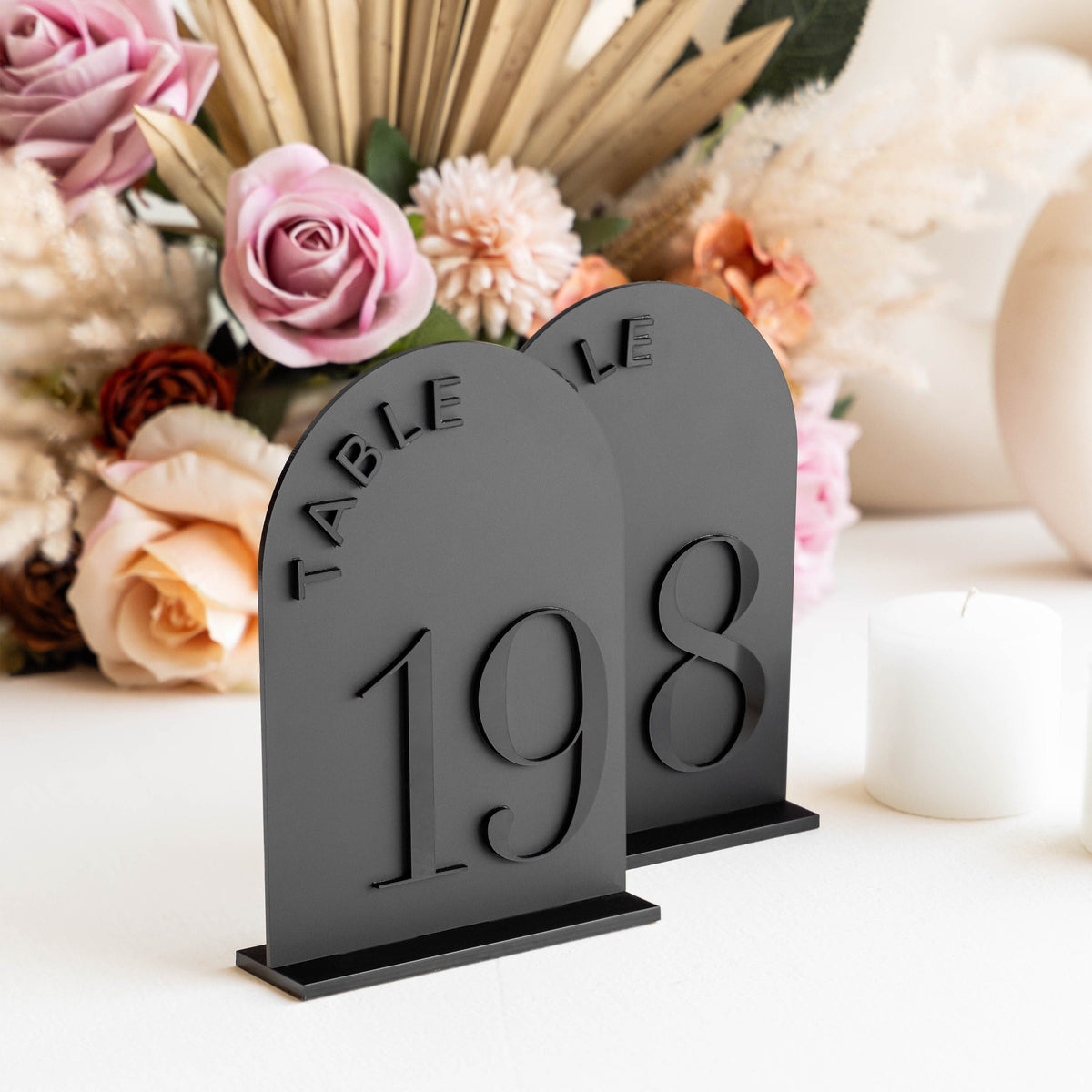 Matte Black Table Numbers - Arched Black Acrylic Wedding Table Numbers - Wedding Reception Decoration - Wedding Signs - Wedding Decoration AG