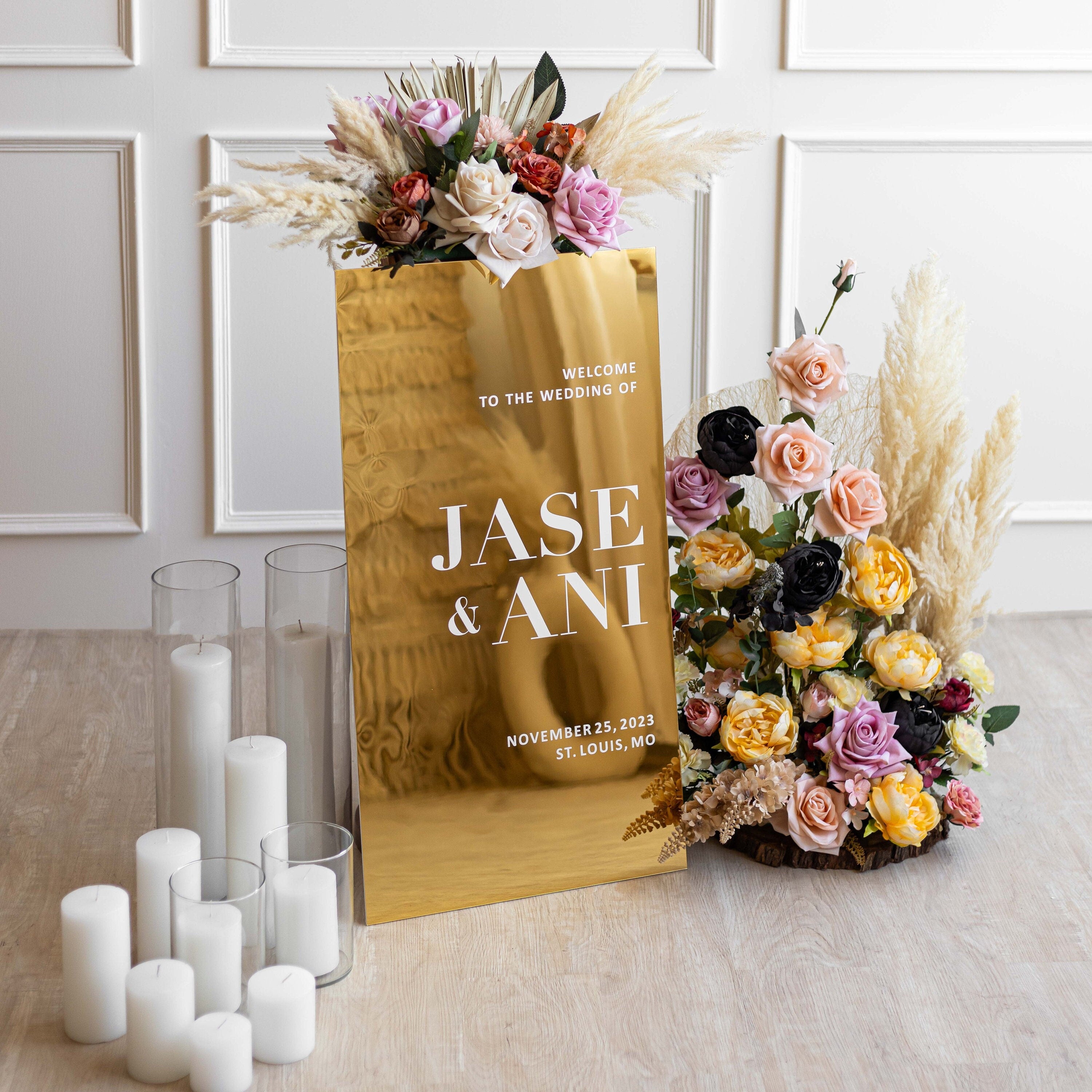 Rose Gold Mirror Acrylic Wedding Welcome Sign