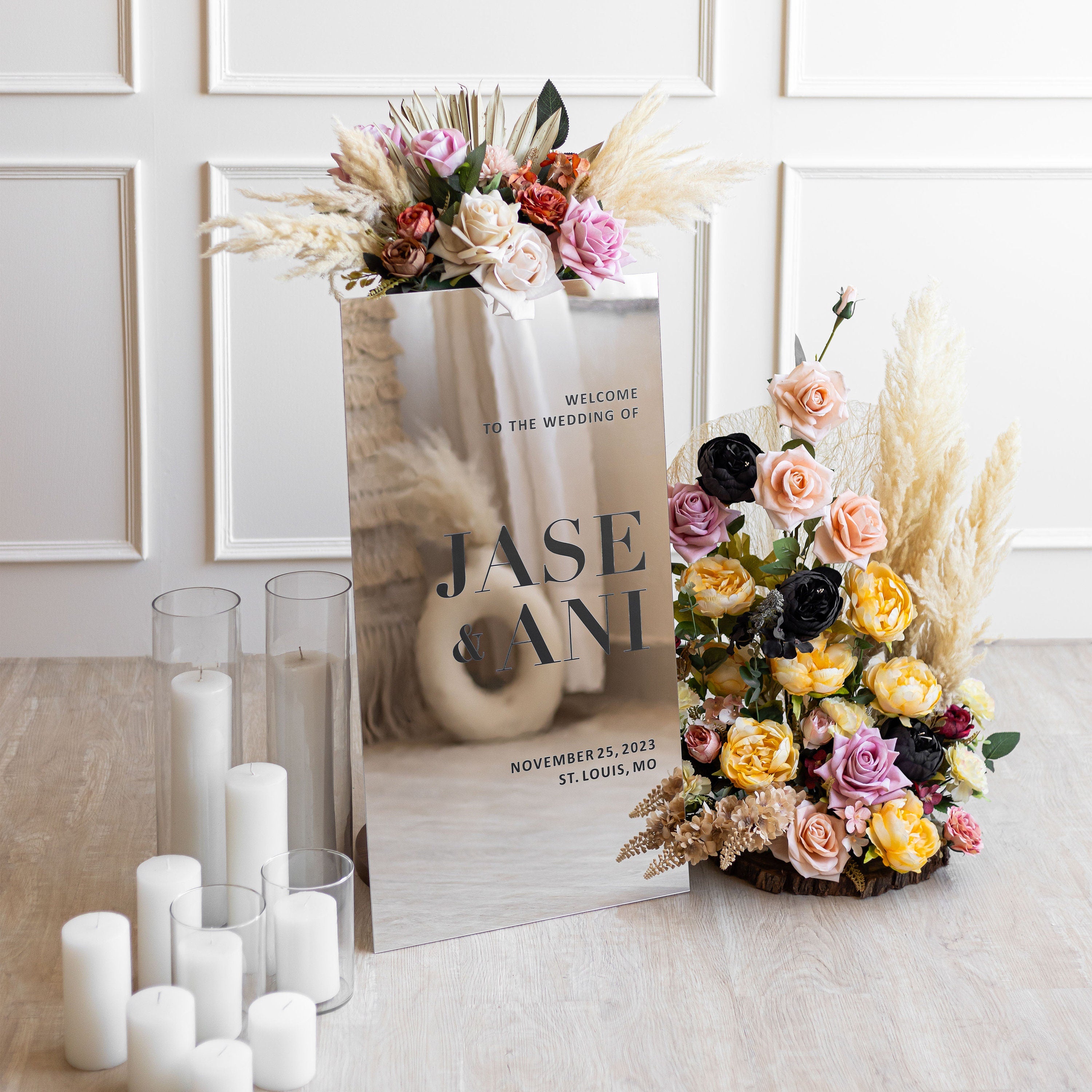 Rose Gold Mirror Acrylic Wedding Welcome Sign