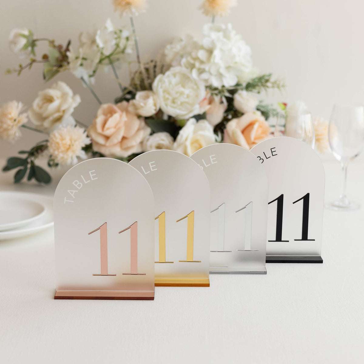 Frosted Arch Acrylic Table Numbers - Table Signs - Wedding Table Decor - Wedding Signage - Black Table Numbers - Wedding Reception Decor AG