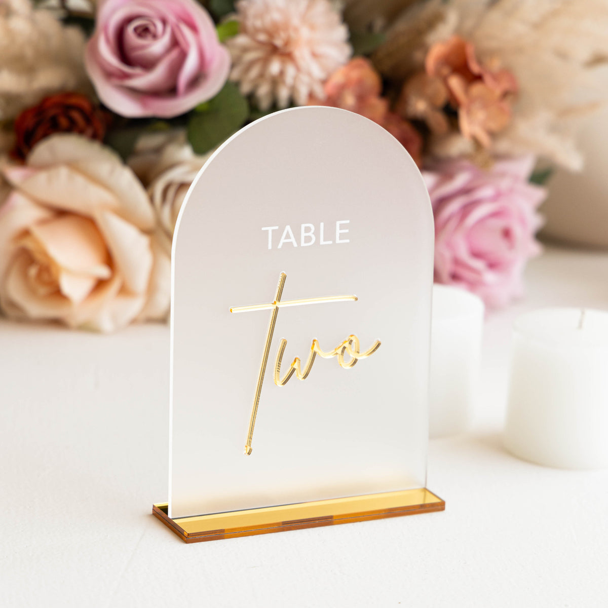 Acrylic Wedding Table Numbers Frosted Base
