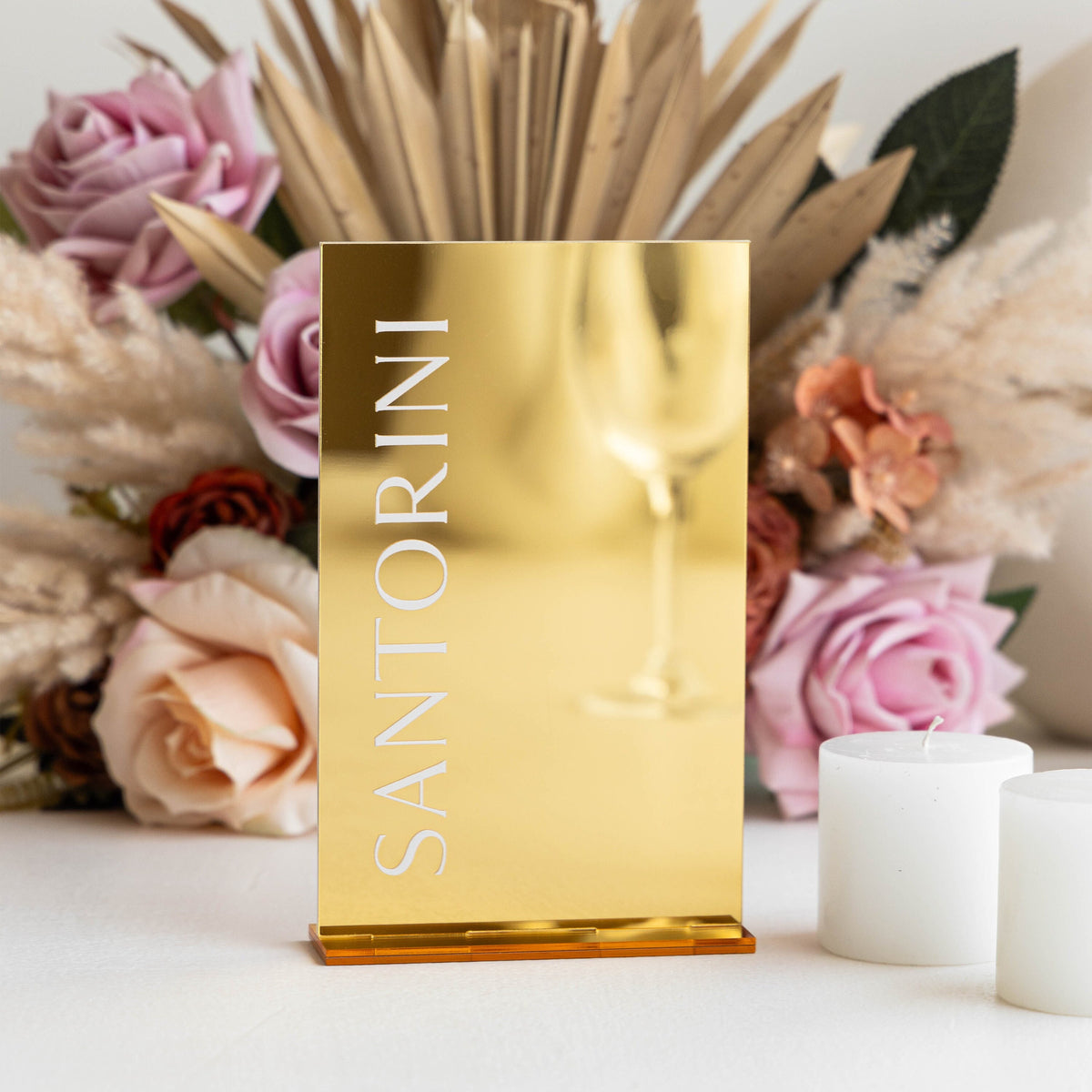 Modern Table Numbers - City Names Table Signs - Gold Mirror Table Numbers - Wedding Stationery - Wedding Table Decor - Acrylic Table Numbers AG