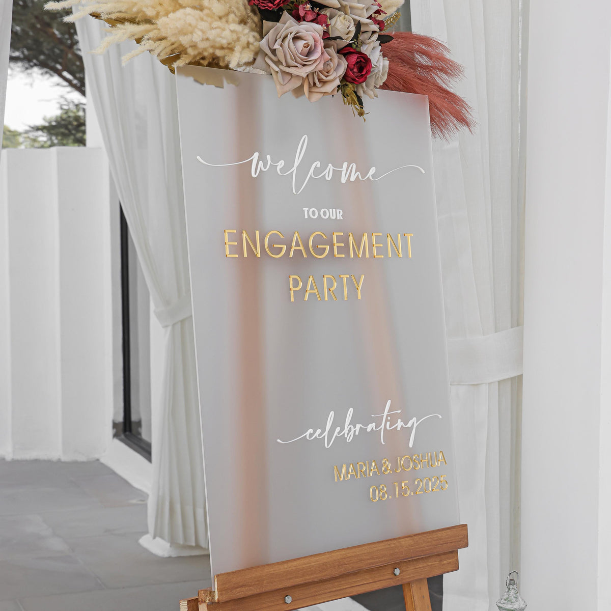 Frosted Acrylic Engagement Party Welcome Sign