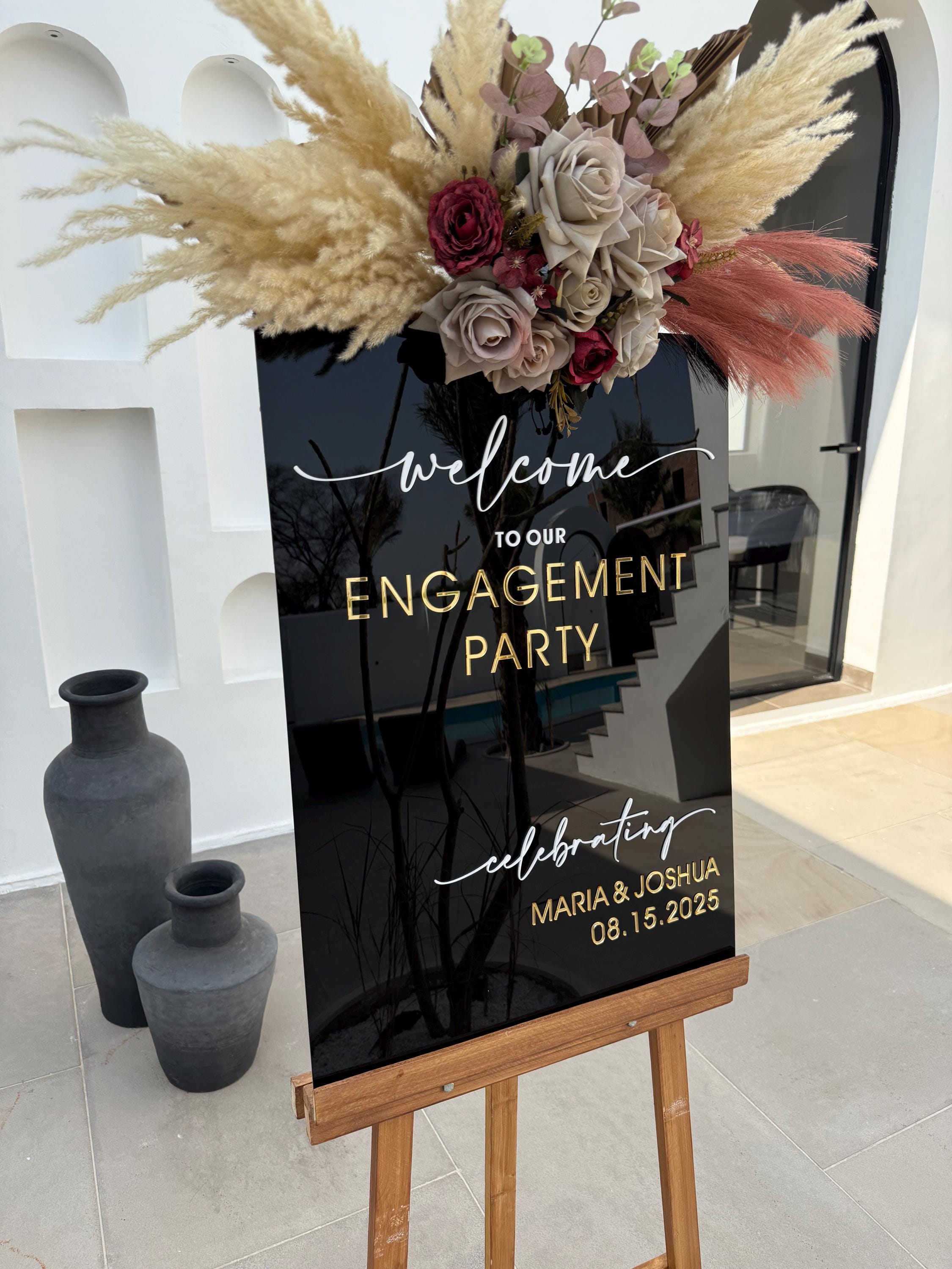 Acrylic Engagement Party Welcome Sign -RR