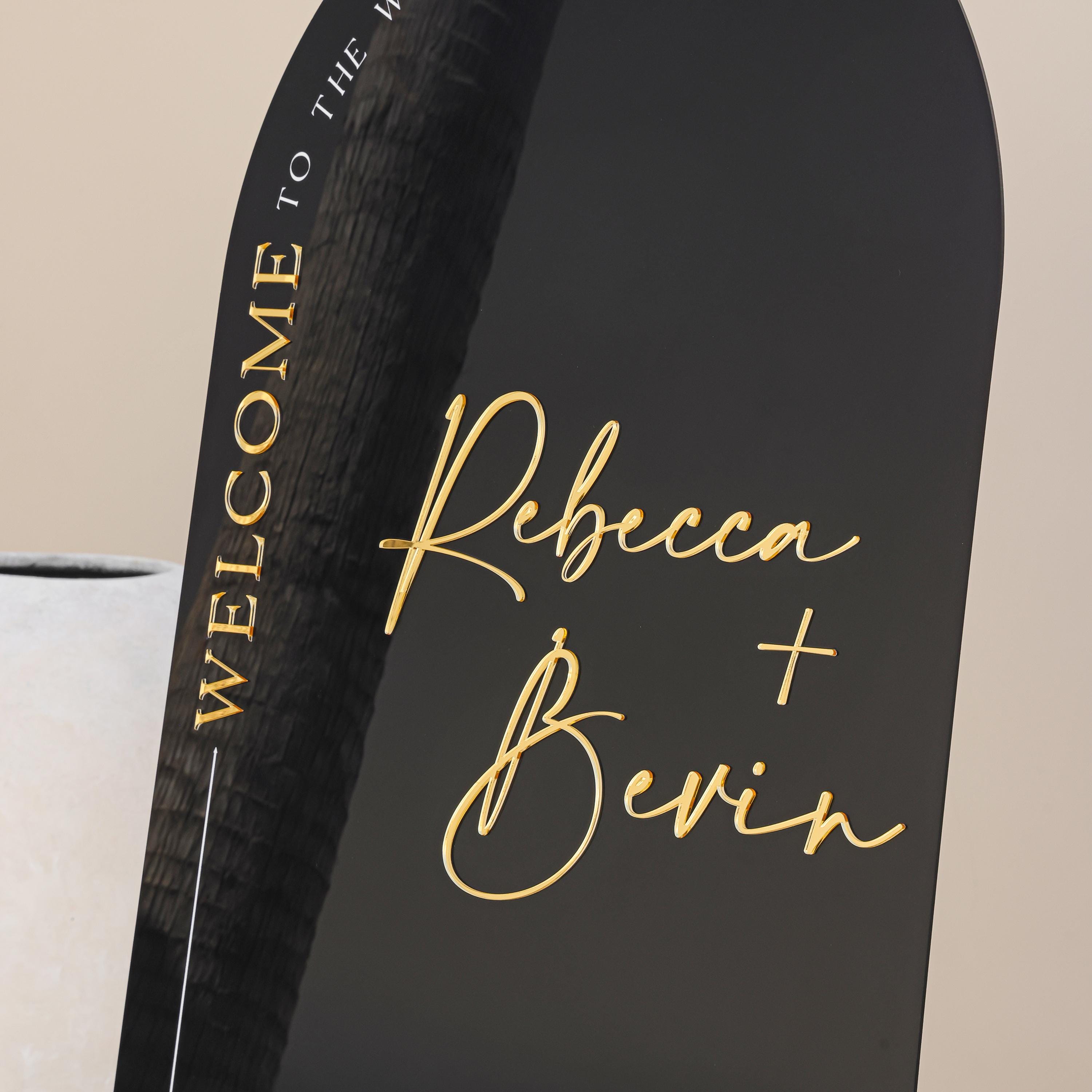 Shinny Black Acrylic Welcome Sign