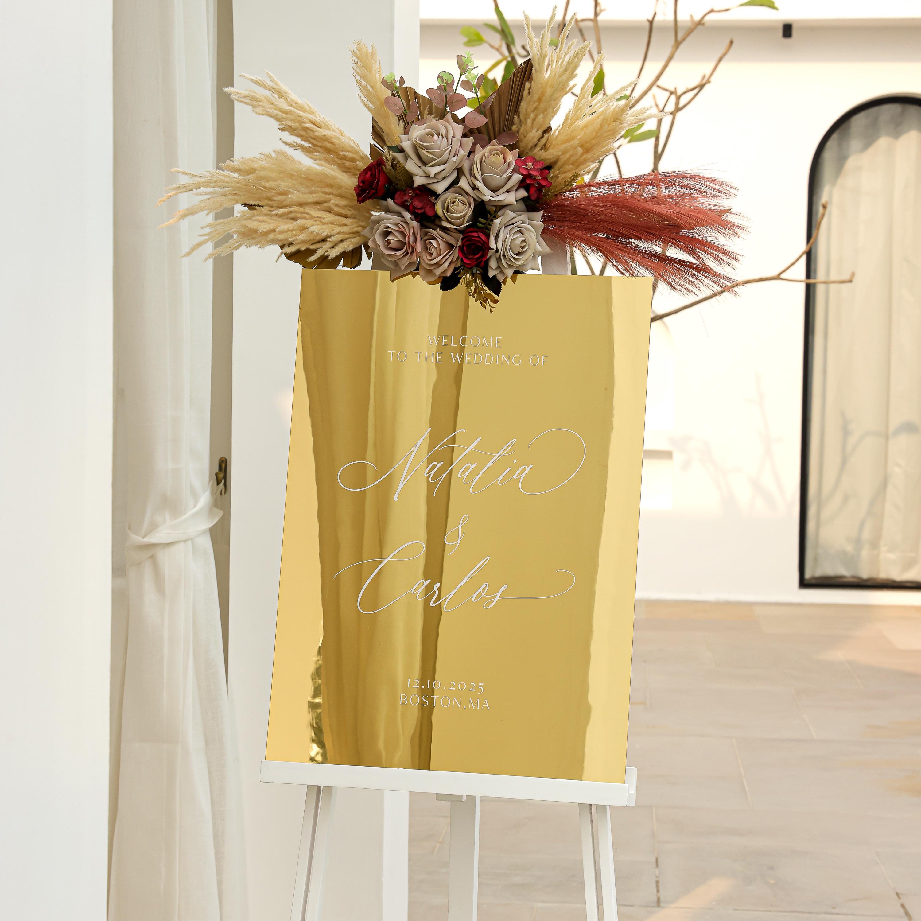 Rose Gold Mirror Welcome Sign