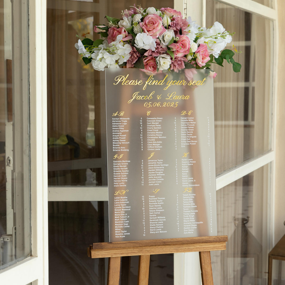 Alphabetical seating chart