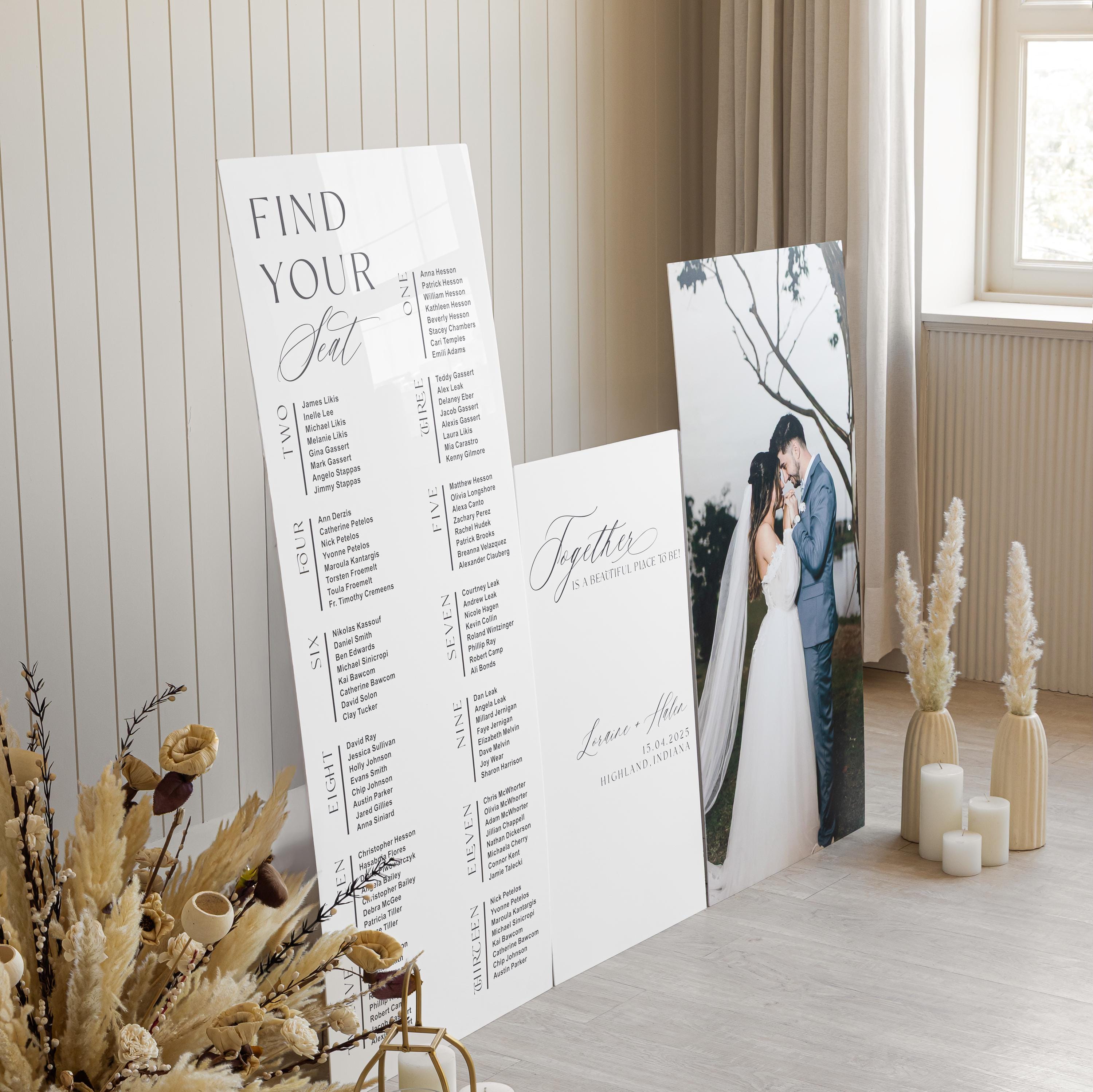 White Acrylic Seating Chart and Welcome Sign