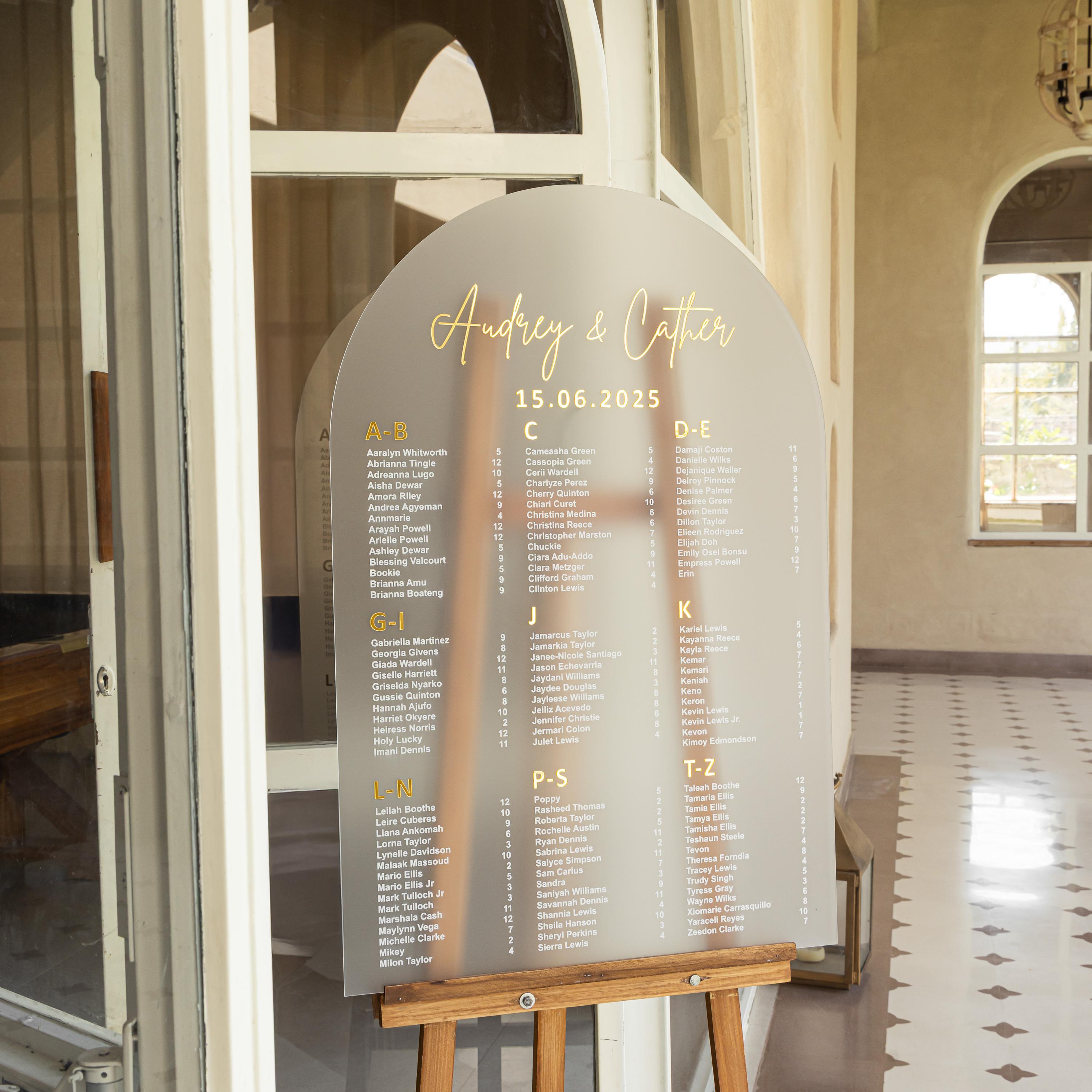 Colored Seating Sign Frosted Acrylic Seating Chart Sign – My Store