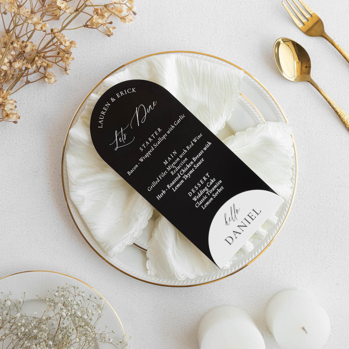 Premium UV Printed Acrylic Menu with Place Cards