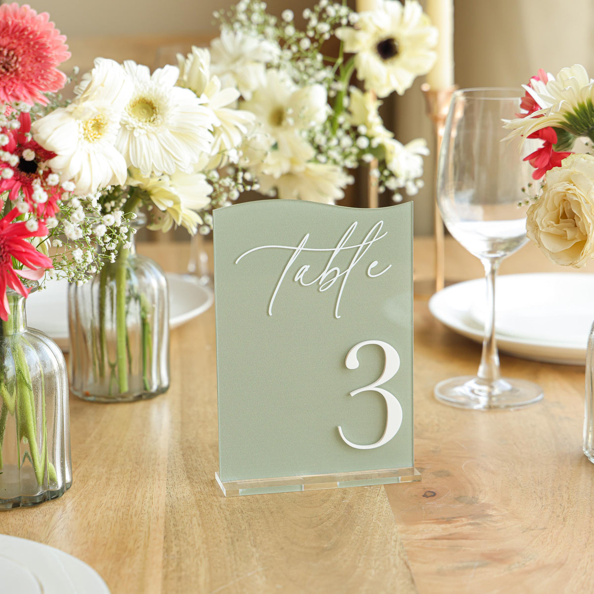 Sage Green Acrylic Table Numbers with stands, Wedding Table Numbers, Wedding Reception Decoration, Acrylic wedding signs (5x7 inches)