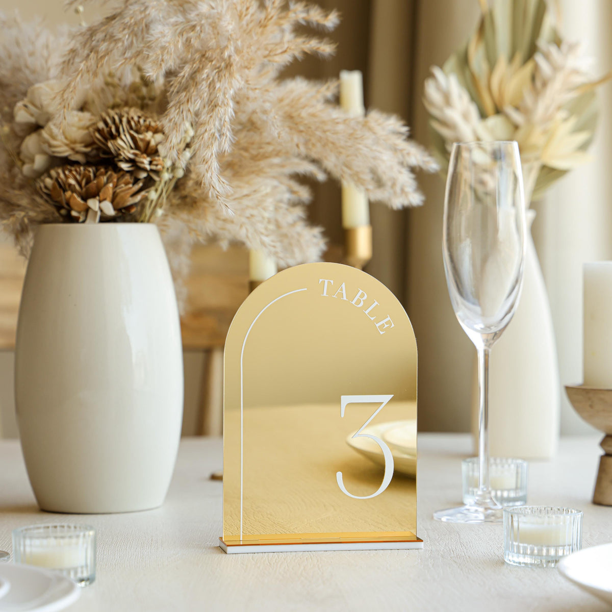 Mirror Acrylic Wedding Table Numbers with Stands