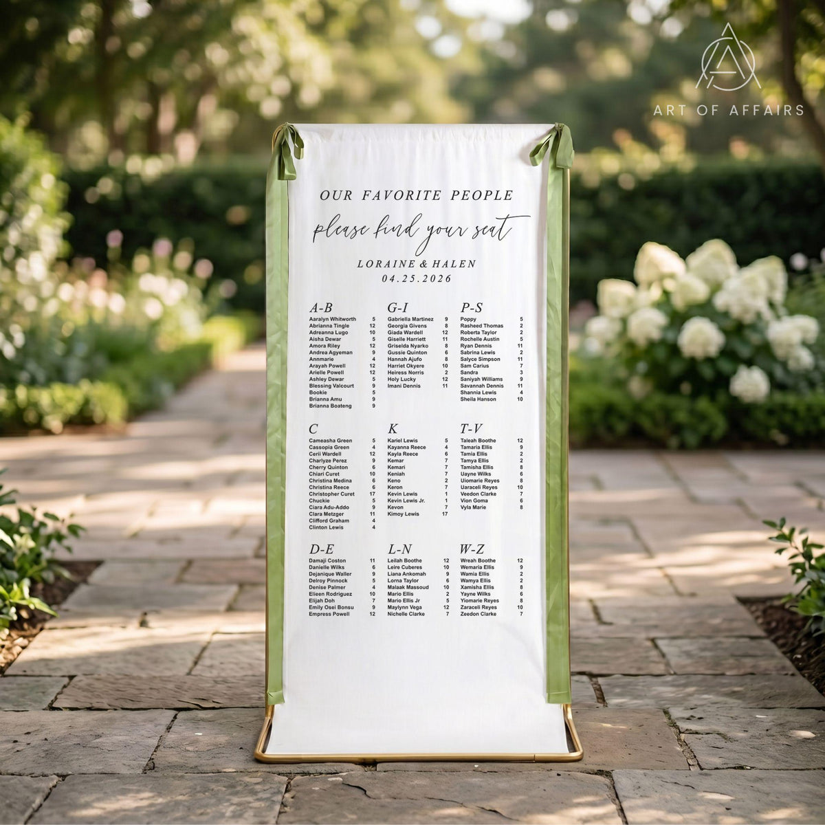Fabric Wedding Seating chart